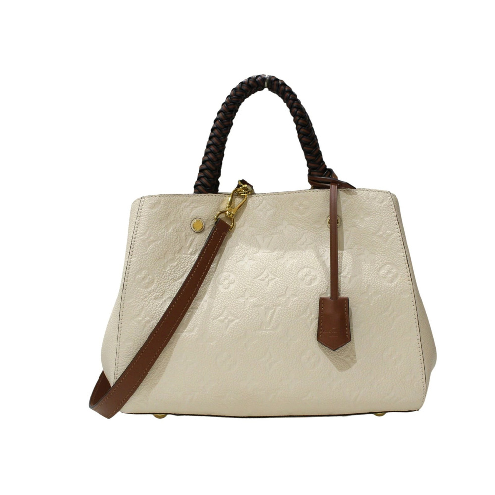 LOUIS VUITTON Montaigne Monogram Empreinte Ivory White Brown 2way Shoulder Bag